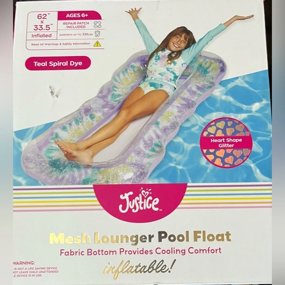 New in box justice mesh pool inflatable lounger  floatie